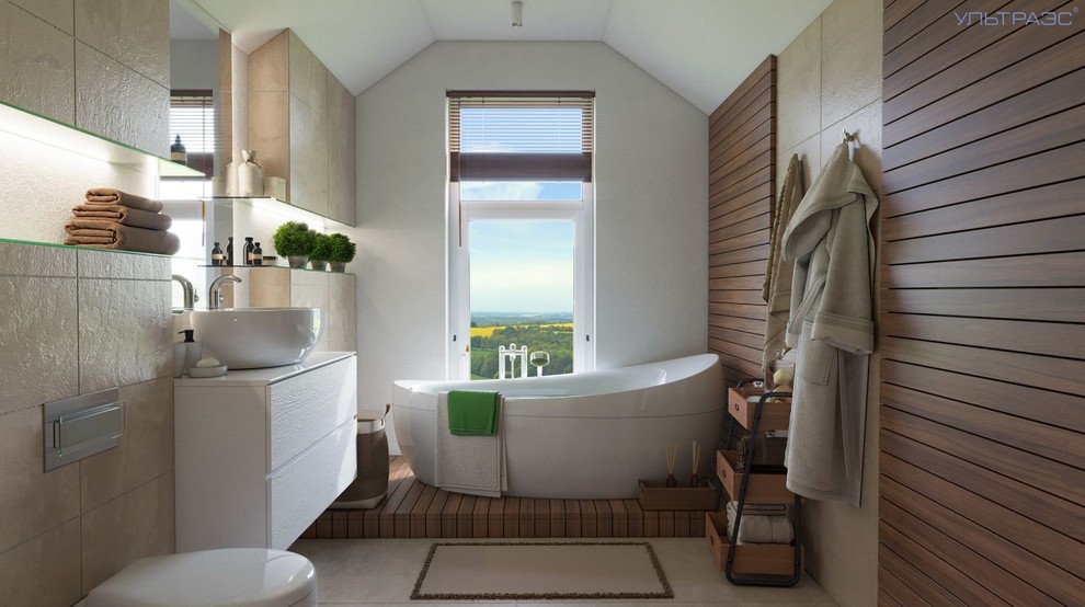 экологичная ванная в мансардном этаже