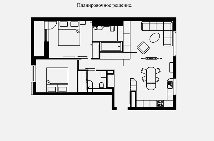 Обложка проекта: 2-х комнатная квартира на Пятницком шоссе