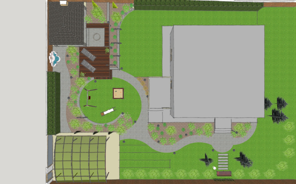 Зона отдыха на рельефном участке