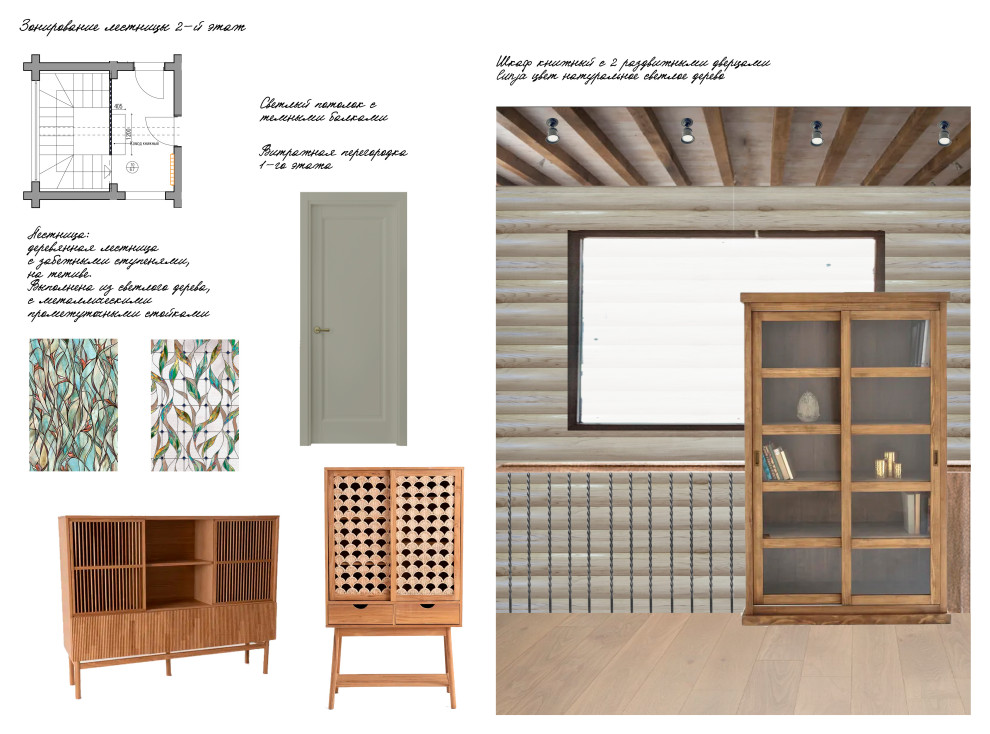 Концепт лестничного пространства второго этажа. Вариант 1