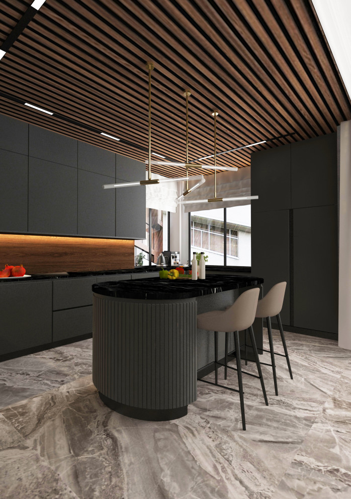 Кухня-гостиная из проекта частного дома 5 бригада