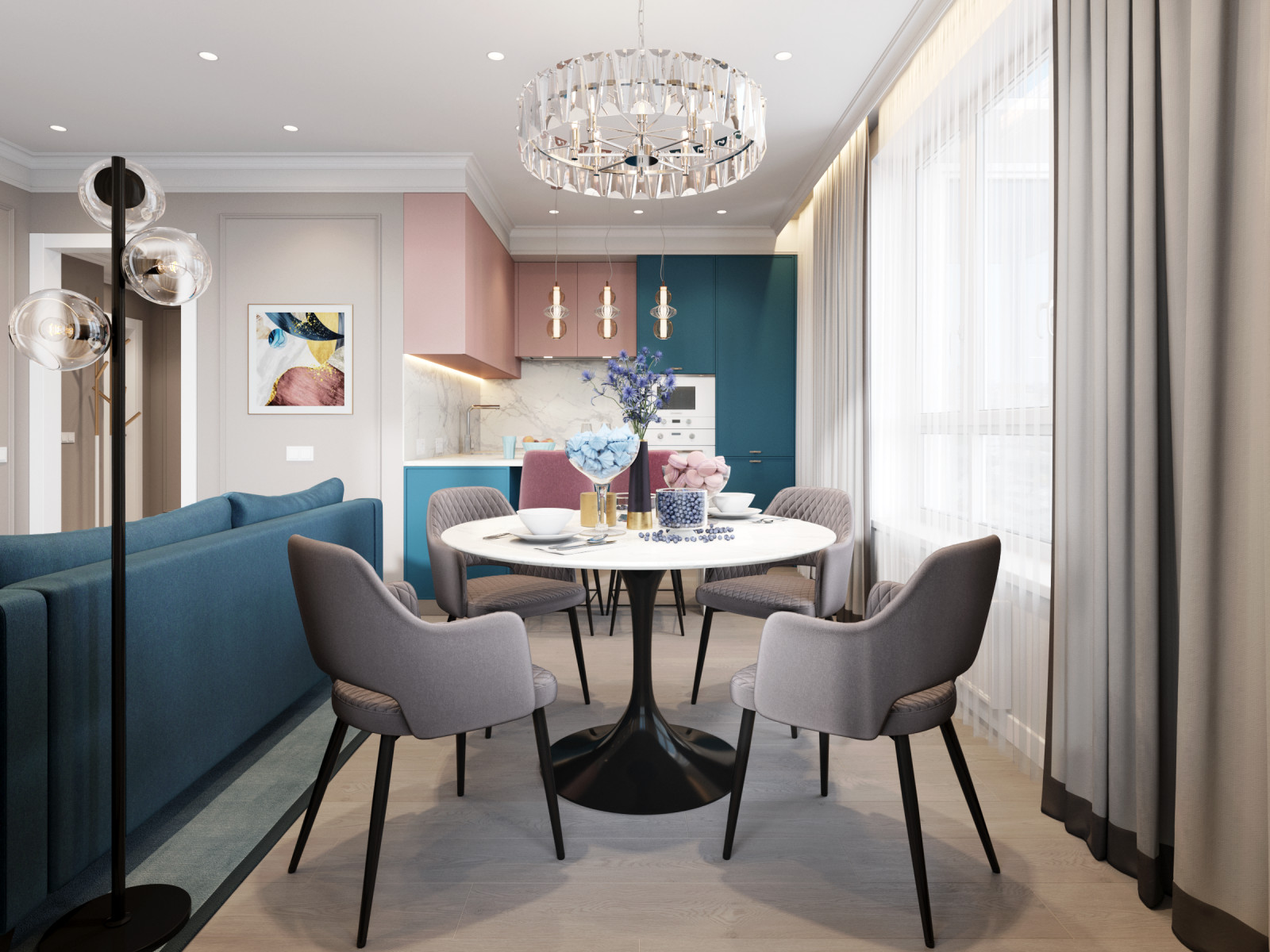 Обложка проекта: Кухня-гостиная на Комендантском