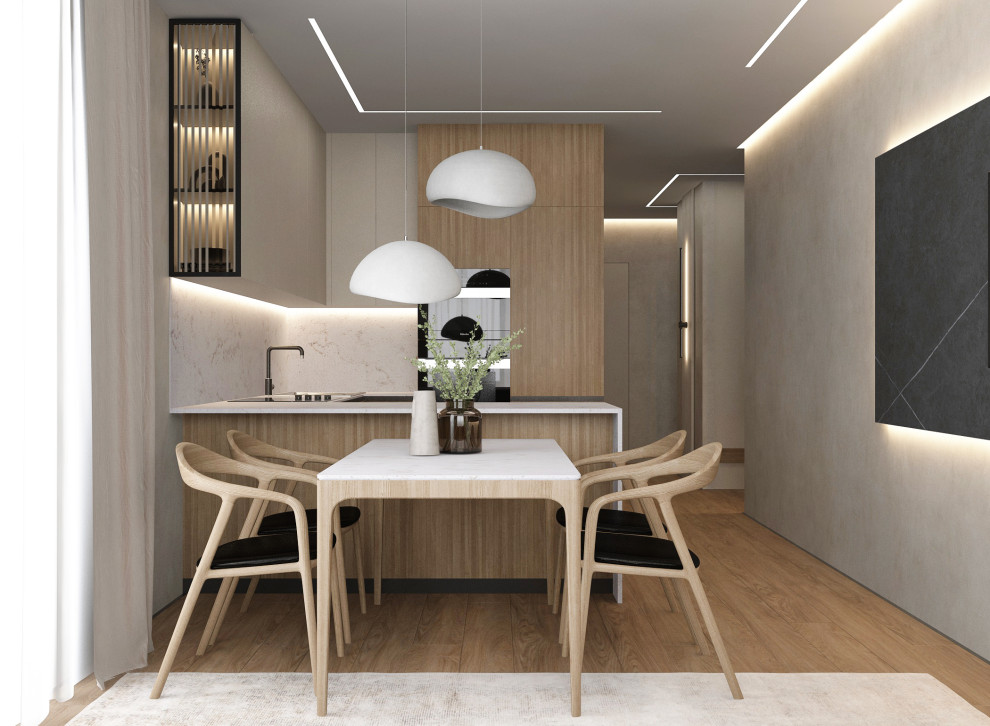 Обложка проекта: Кухня-гостиная, прихожая 34,5 м2 в ЖК Панин, г. Нижний Новгород