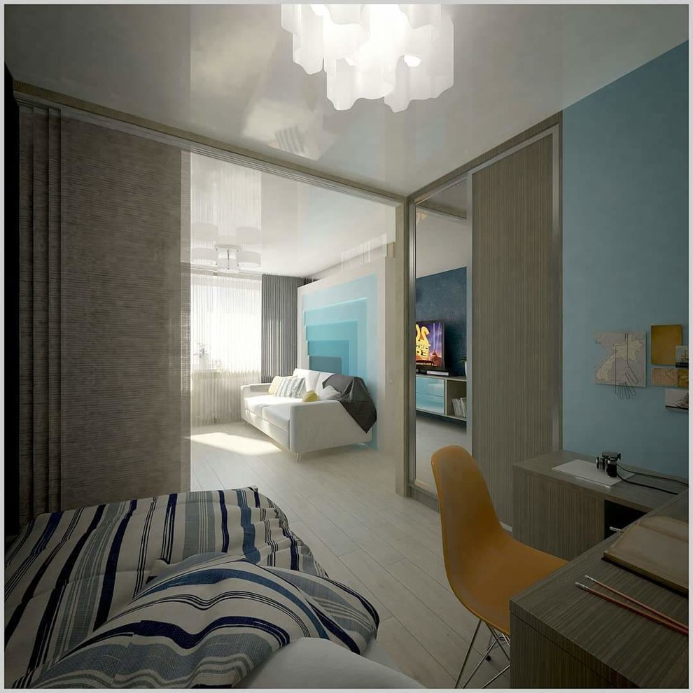 Однокомнатная квартира с оттенками синего