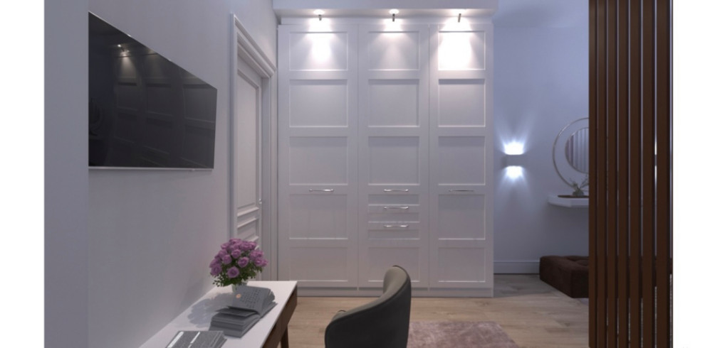 Обложка проекта: Спальня с зонированием