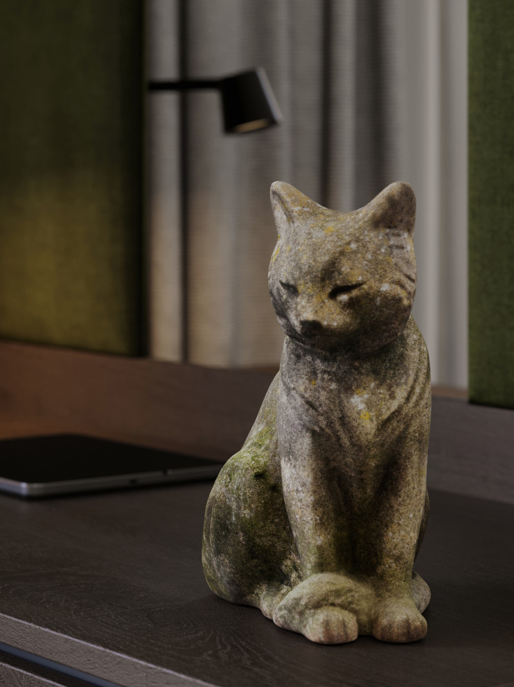 Визуализация интерьера спальни с зелеными акцентами