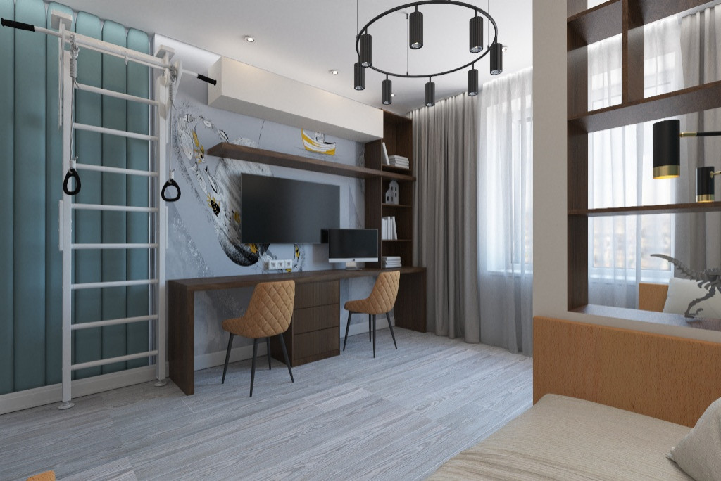 Ракурсы гостиной и детской.