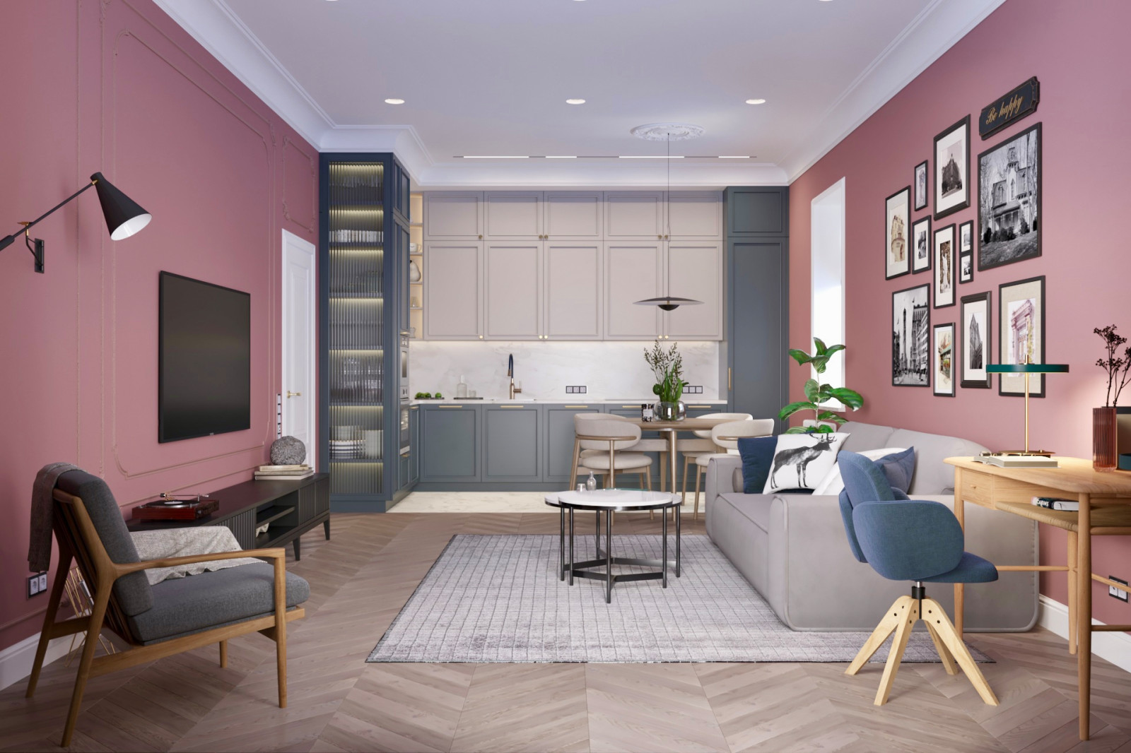 Обложка проекта: Кухня гостиная в евродвушке