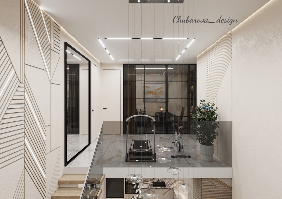 Обложка проекта: Домашний спортзал, зона спорта в двухэтажной квартире