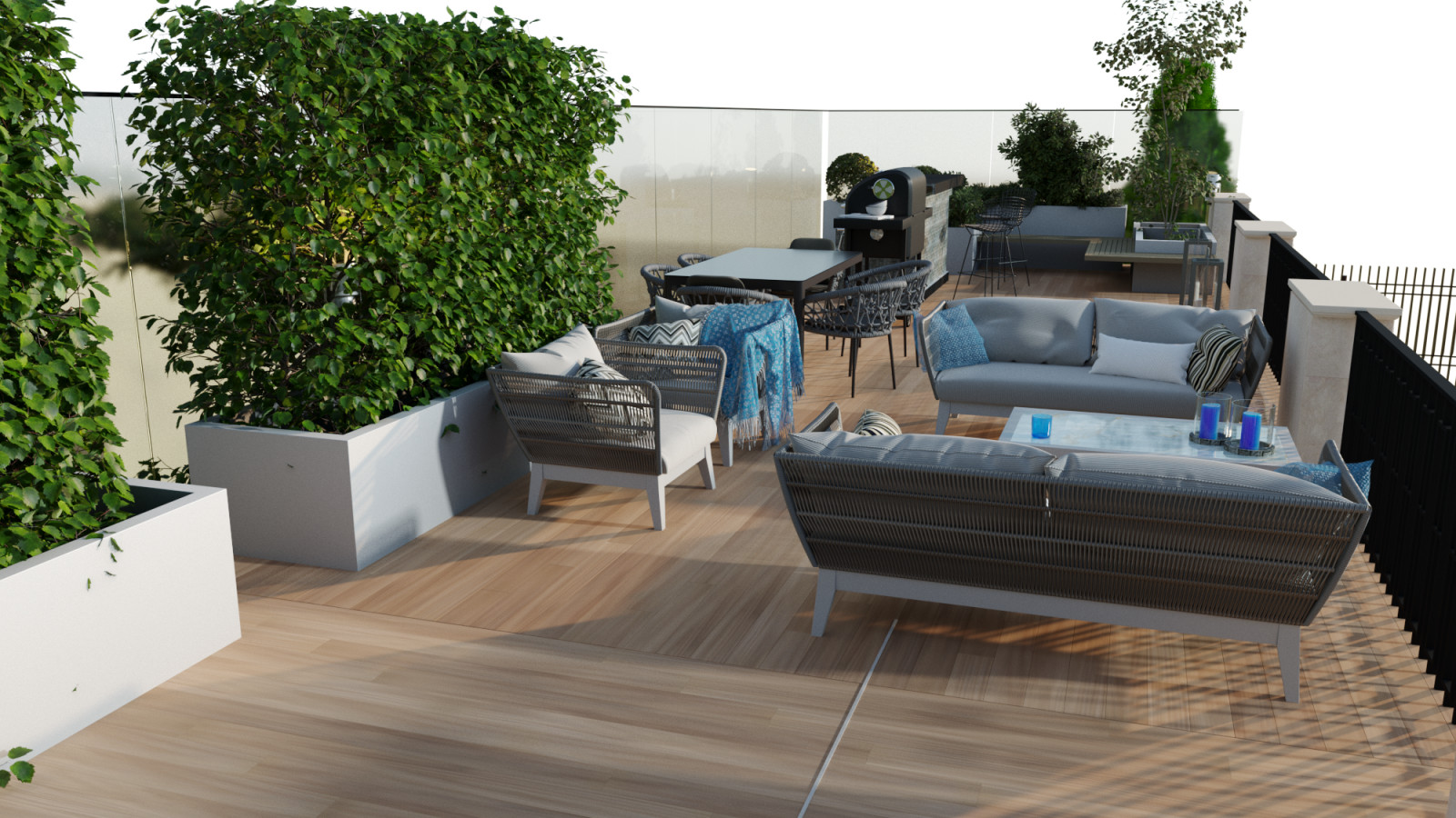 Ландшафтный проект участка с зоной барбекю и банным комплексом..