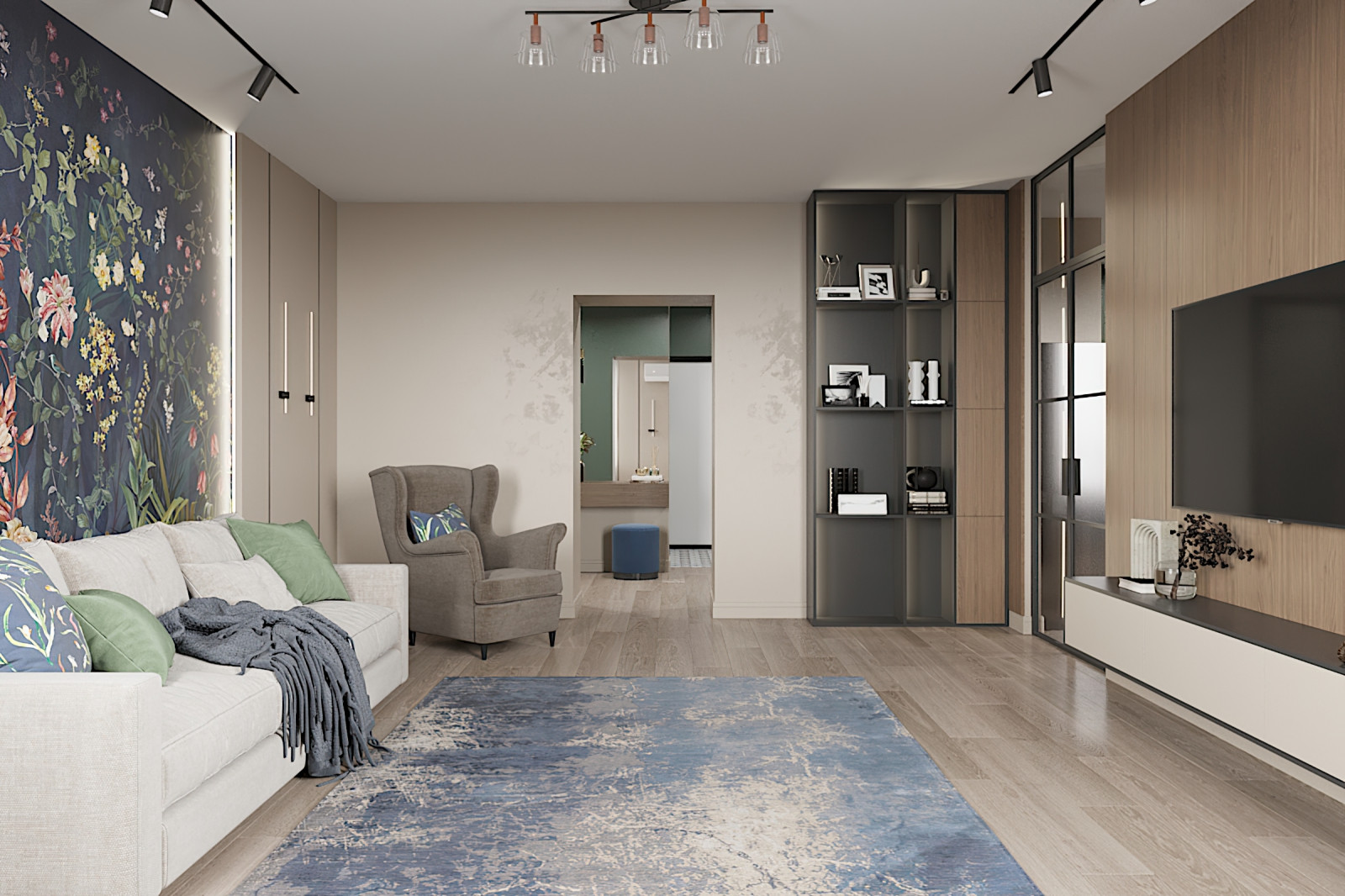 "КВАРТИРА В СИНЕ-ЗЕЛЁНЫХ ТОНАХ"