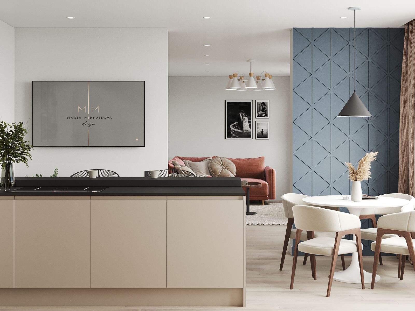 Квартира для молодой семьи с элементами сканди