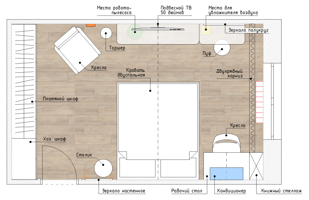 Обложка проекта: Спальня-гостиная для девушки