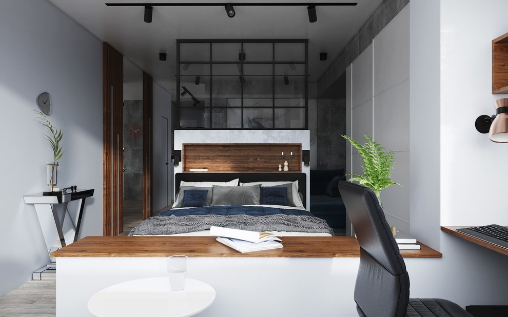 Сочетание дерева и бетона.