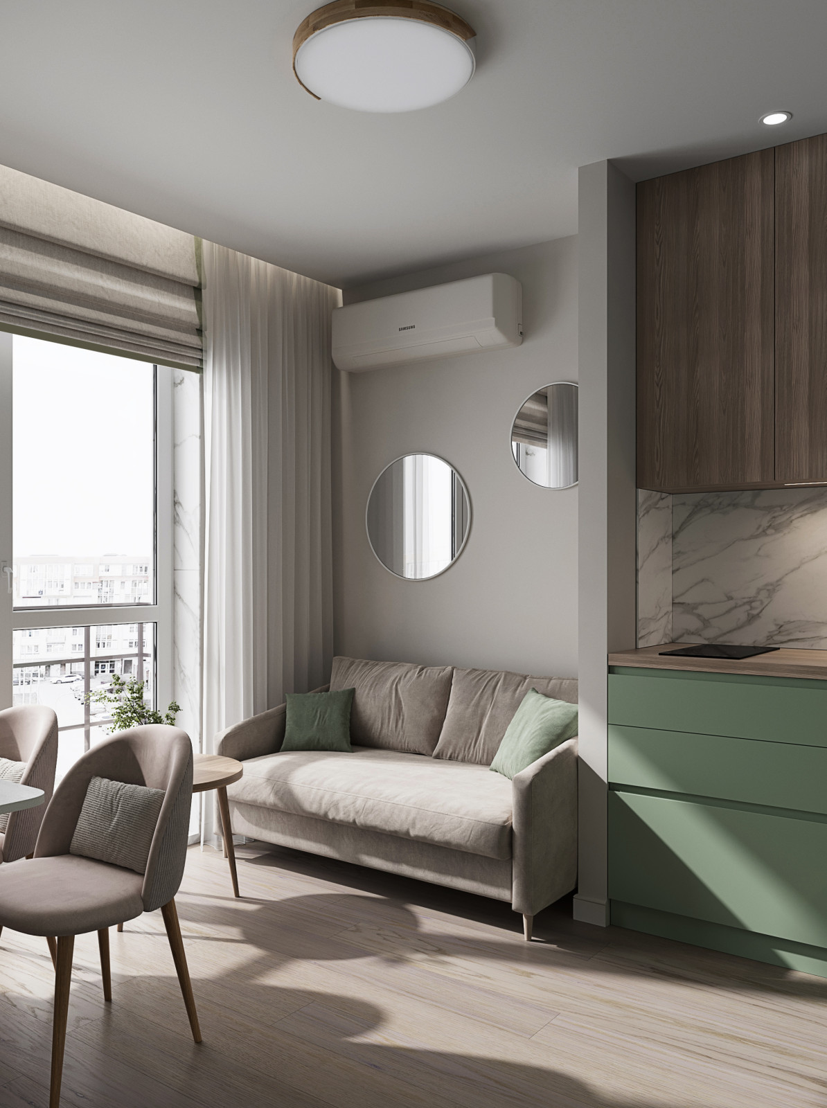 Яркие акценты в двухкомнатной квартире в Красногорске