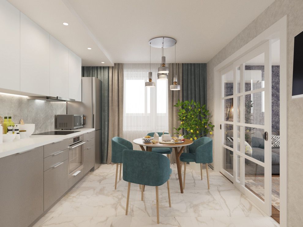 Квартира в оттенках синего для семейной пары