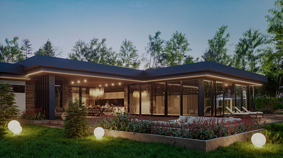 Одноэтажный дом «Бергер» с плоской крышей