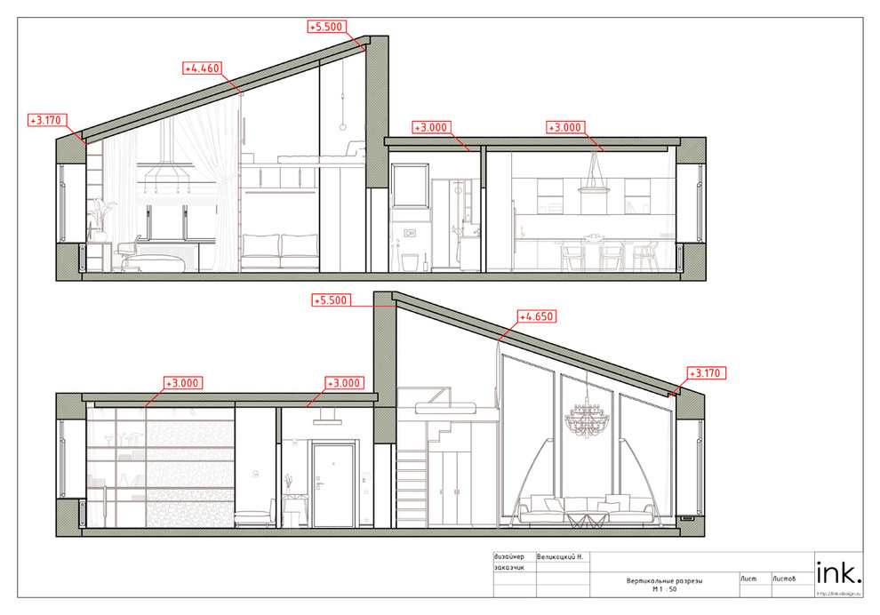 Проект интерьера в мансарды в Москве.