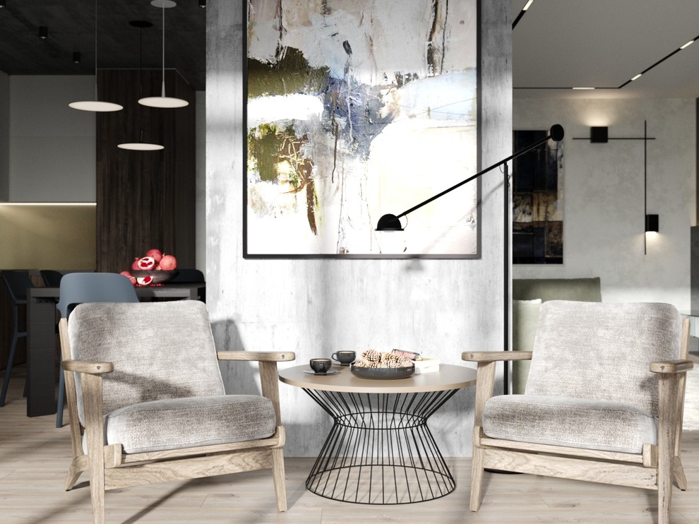 Брутальный интерьер для молодого мужчины. Гостиная-студия.