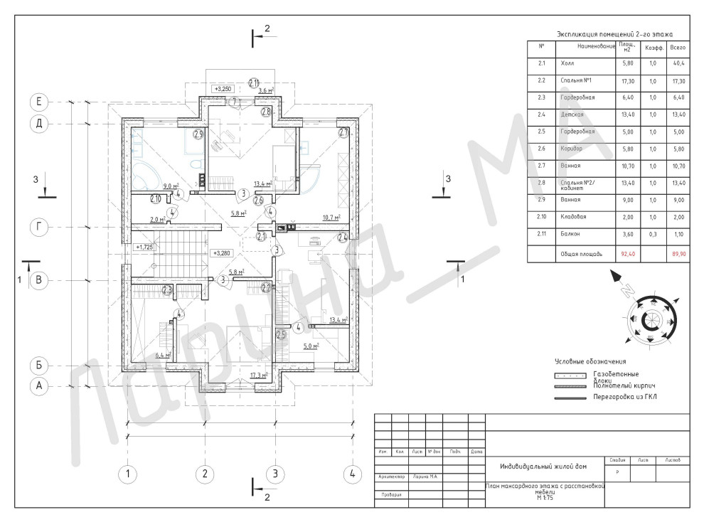 Рабочий проект АР коттеджа в Ленинградской области