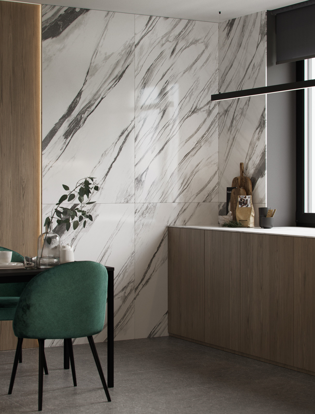 Apartamento moderno con cocina pequeña