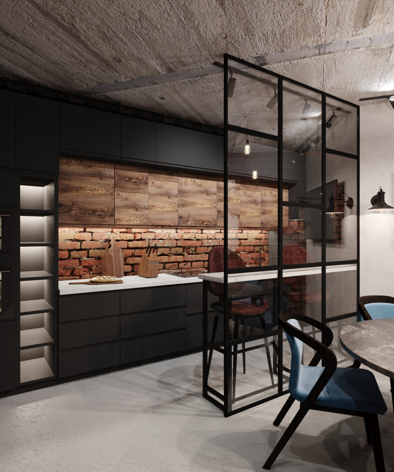 Кухня-столовая в офисе.