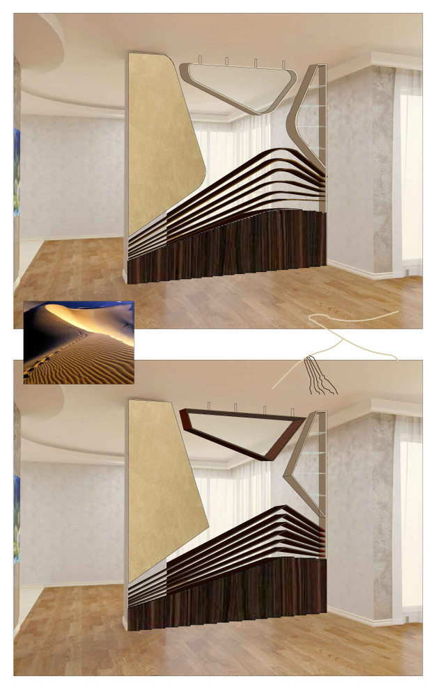 Интерьерный пространственный элемент -  шкаф-перегородка