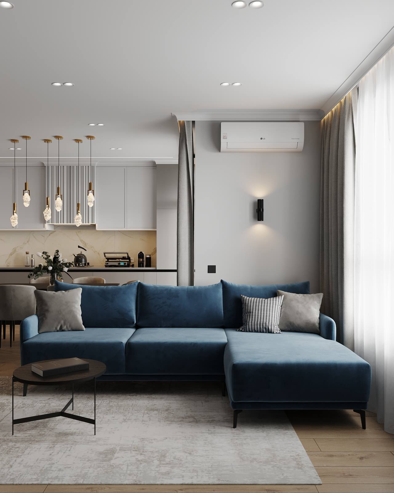 Кухня-гостиная (четырехкомнатная квартира в ЖК "Илмари", Пенза)