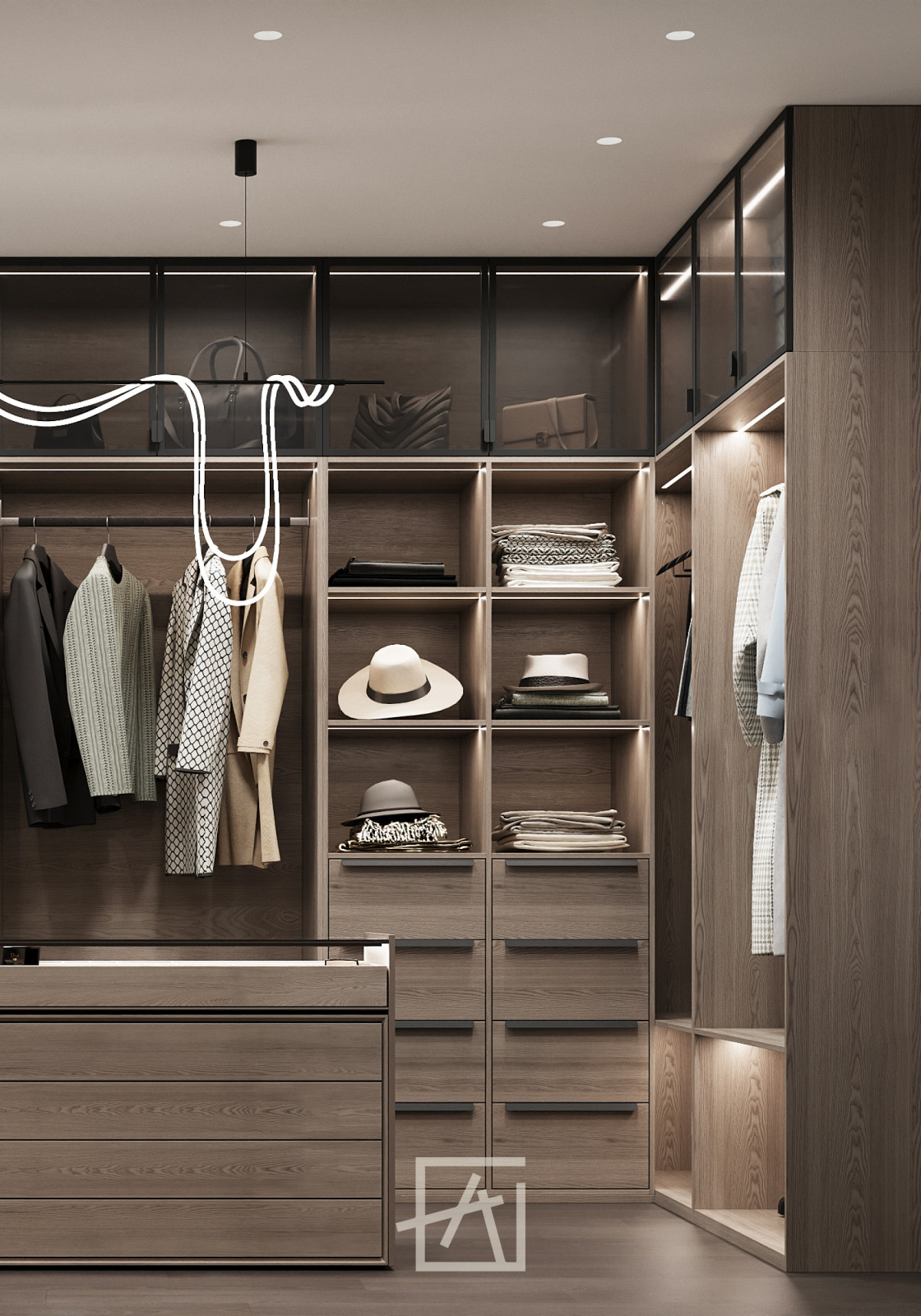 Стильная гардеробная с туалетным столиком