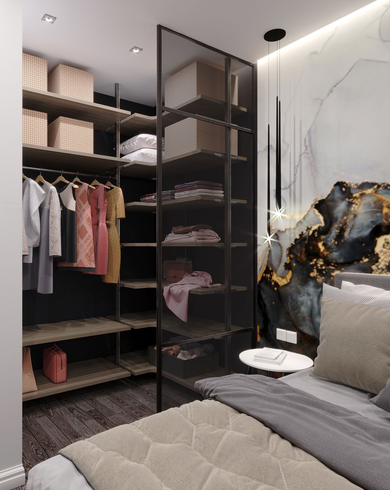 Спальня и гардеробная, 12 кв.м., ЖК Вершина