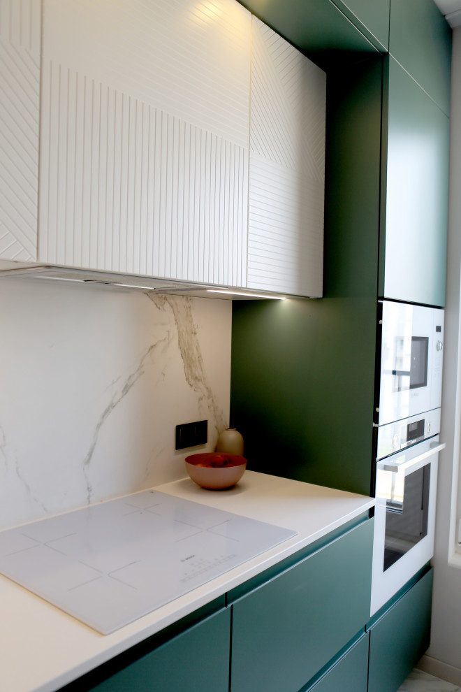 Green leaves and powder rose modern appartment