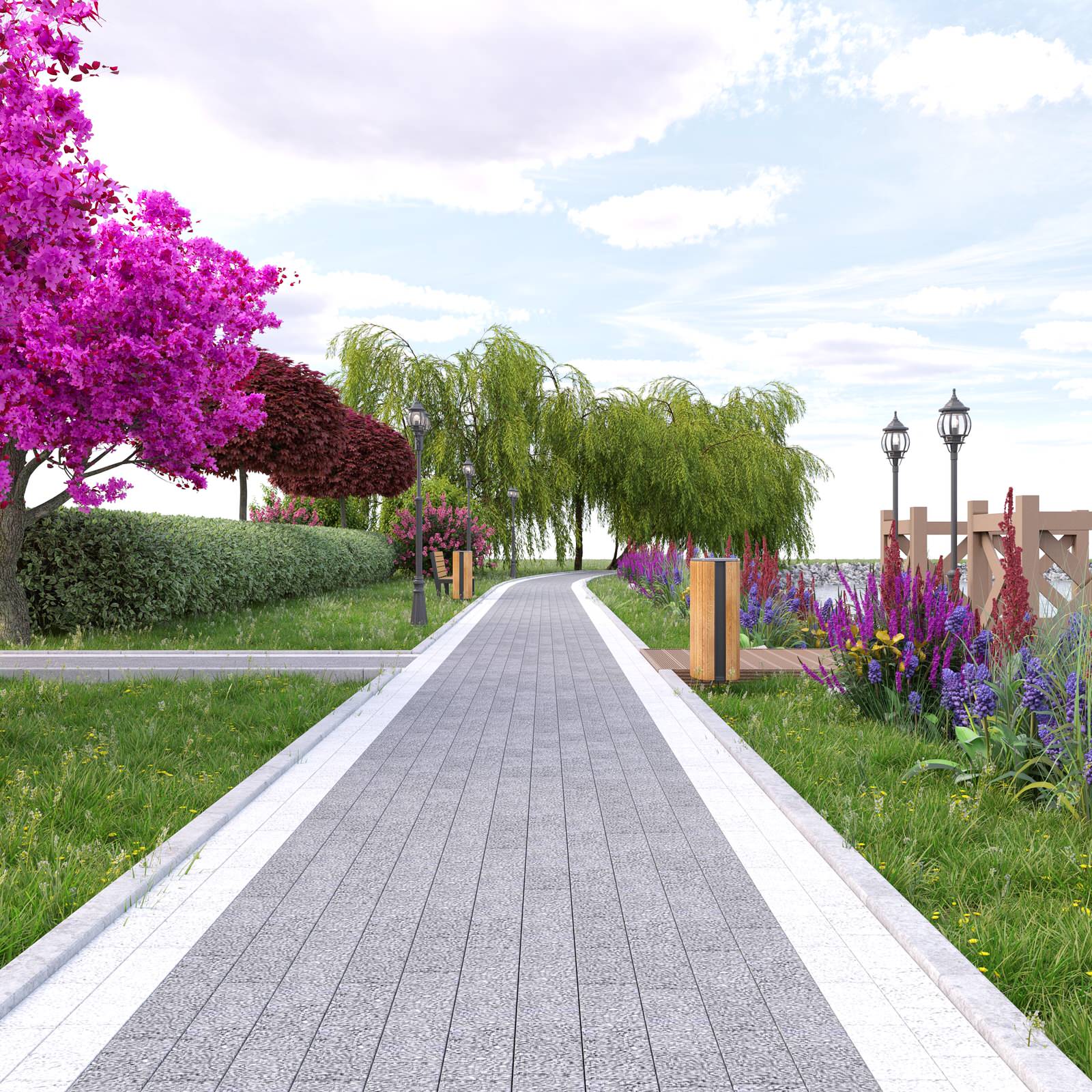 Красивый ландшафт пруда