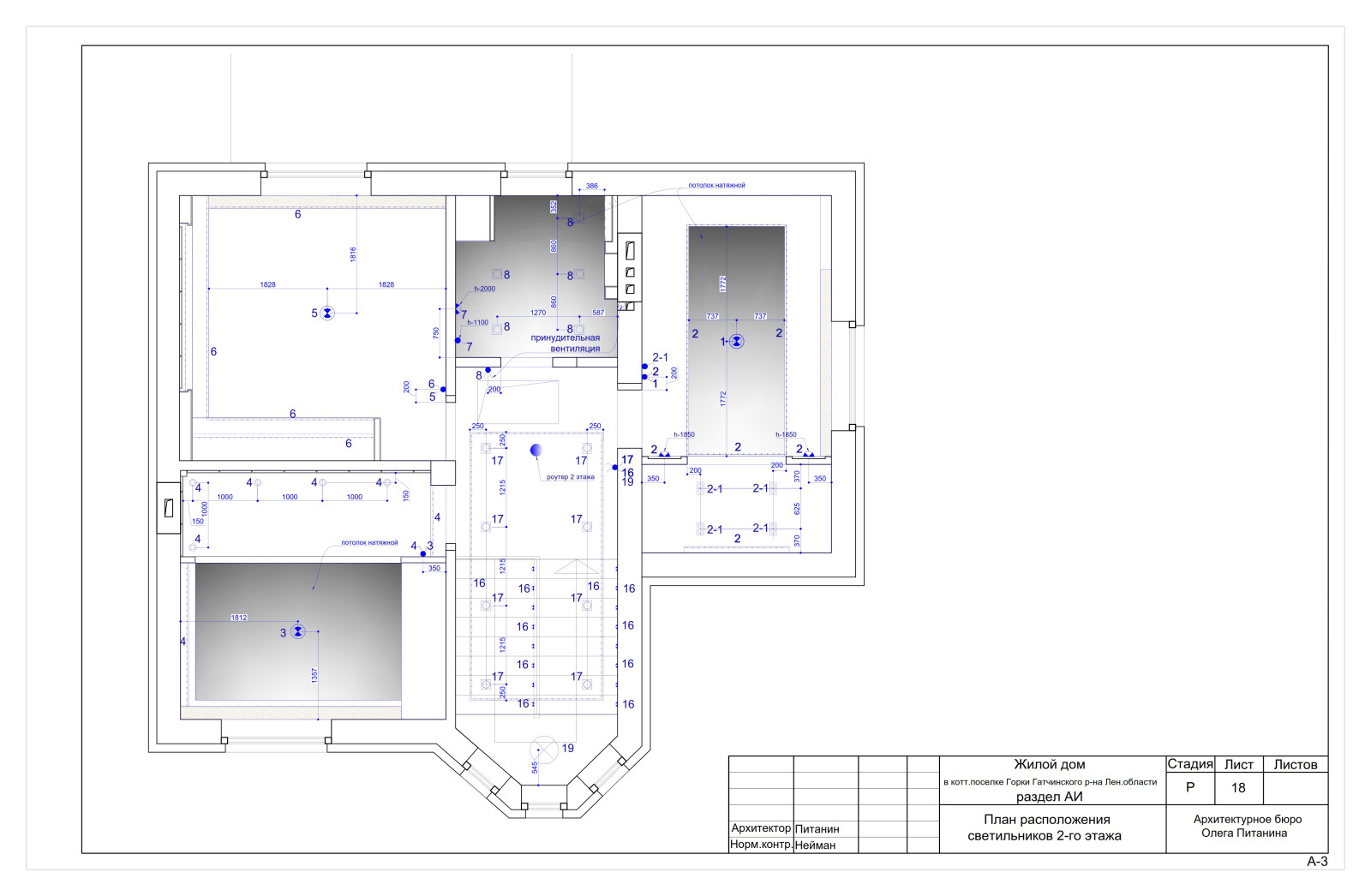 Рабочий проект интерьера современного коттеджа