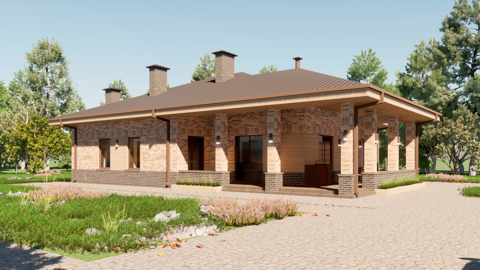 Обложка проекта: Одноэтажный дом с террасой