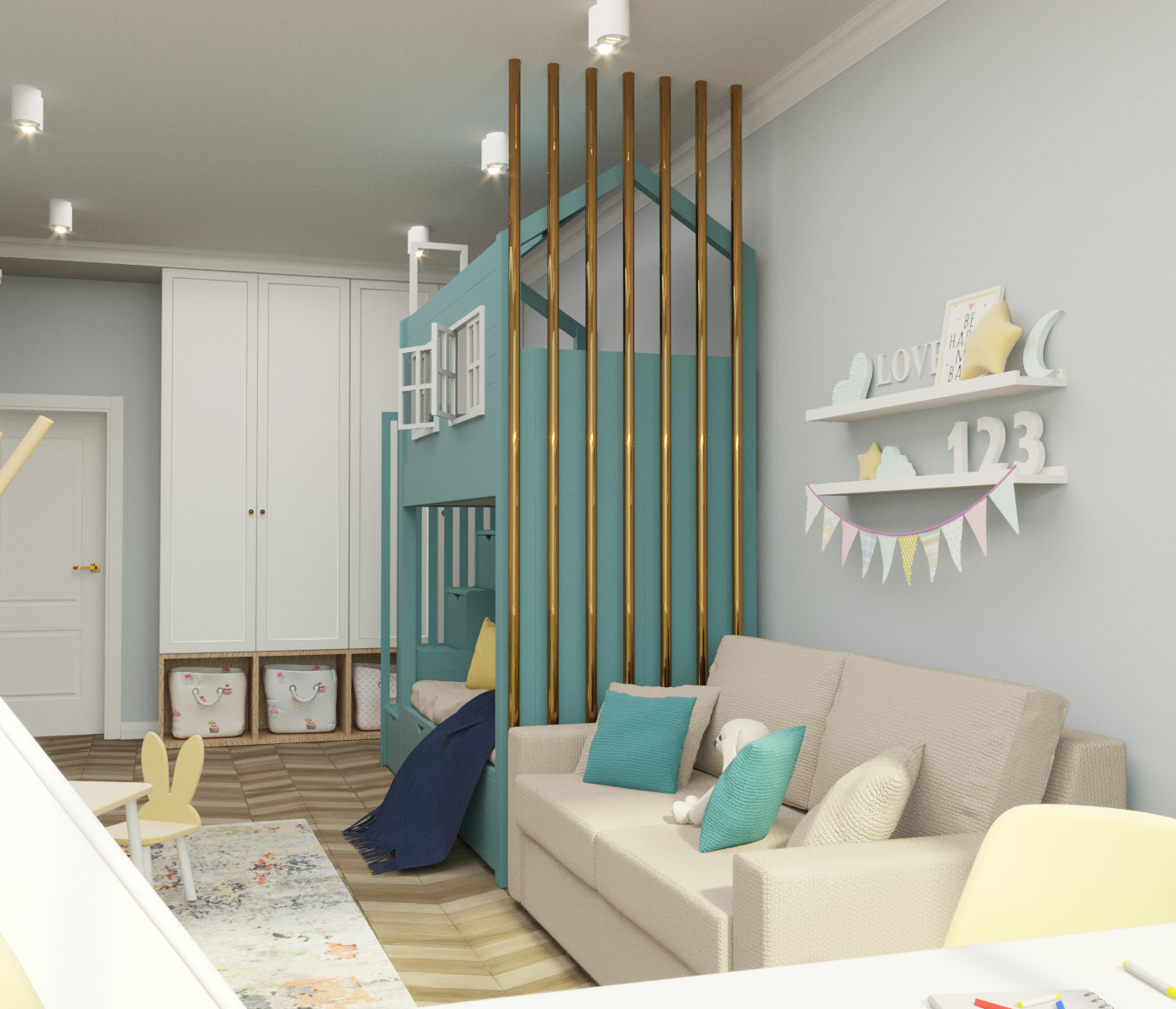 Проект интерьера двухэтажного дома