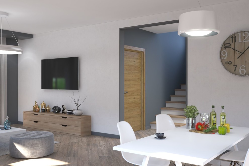 Гостиная с кухней и обеденной зоной