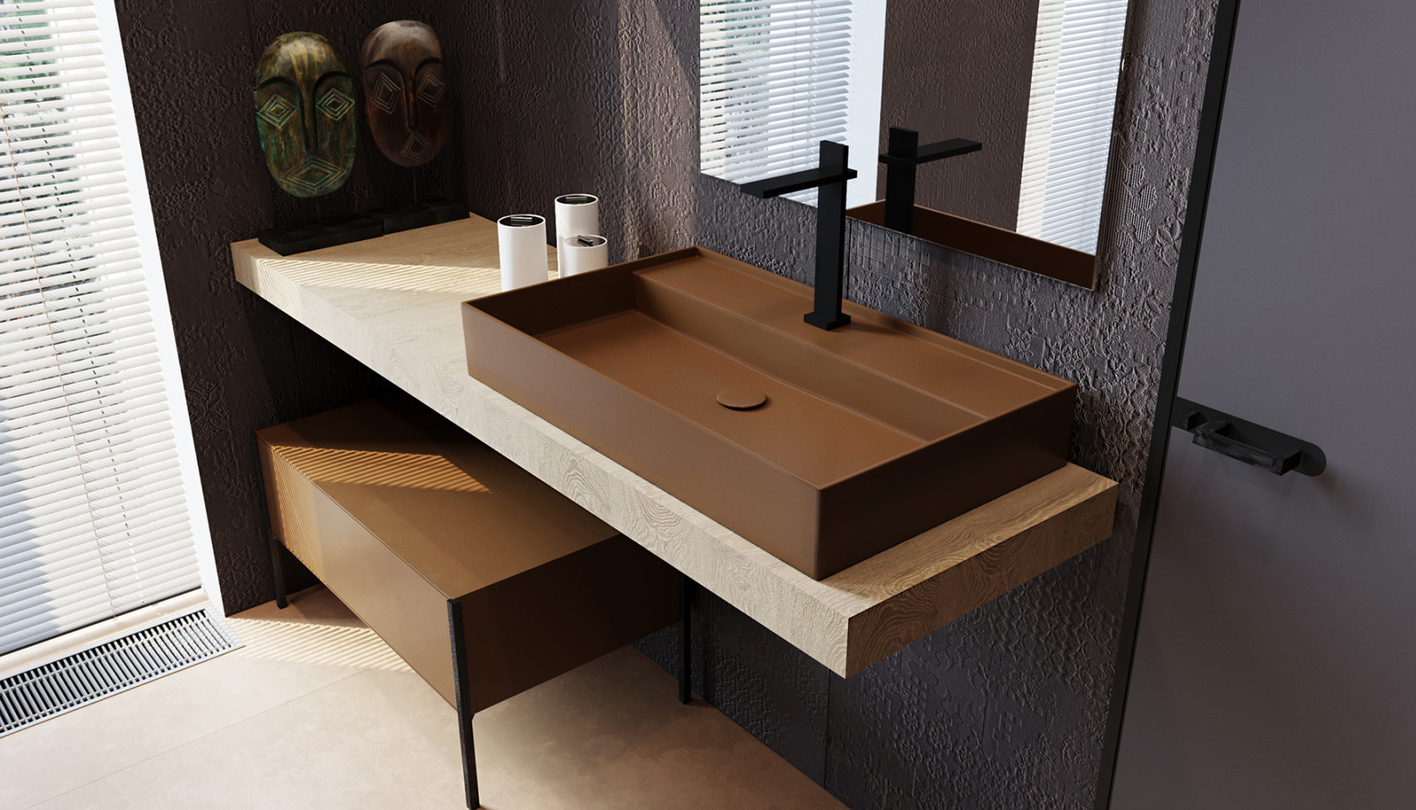 Дизайн ванной комнаты в загородном доме во Владимирской области