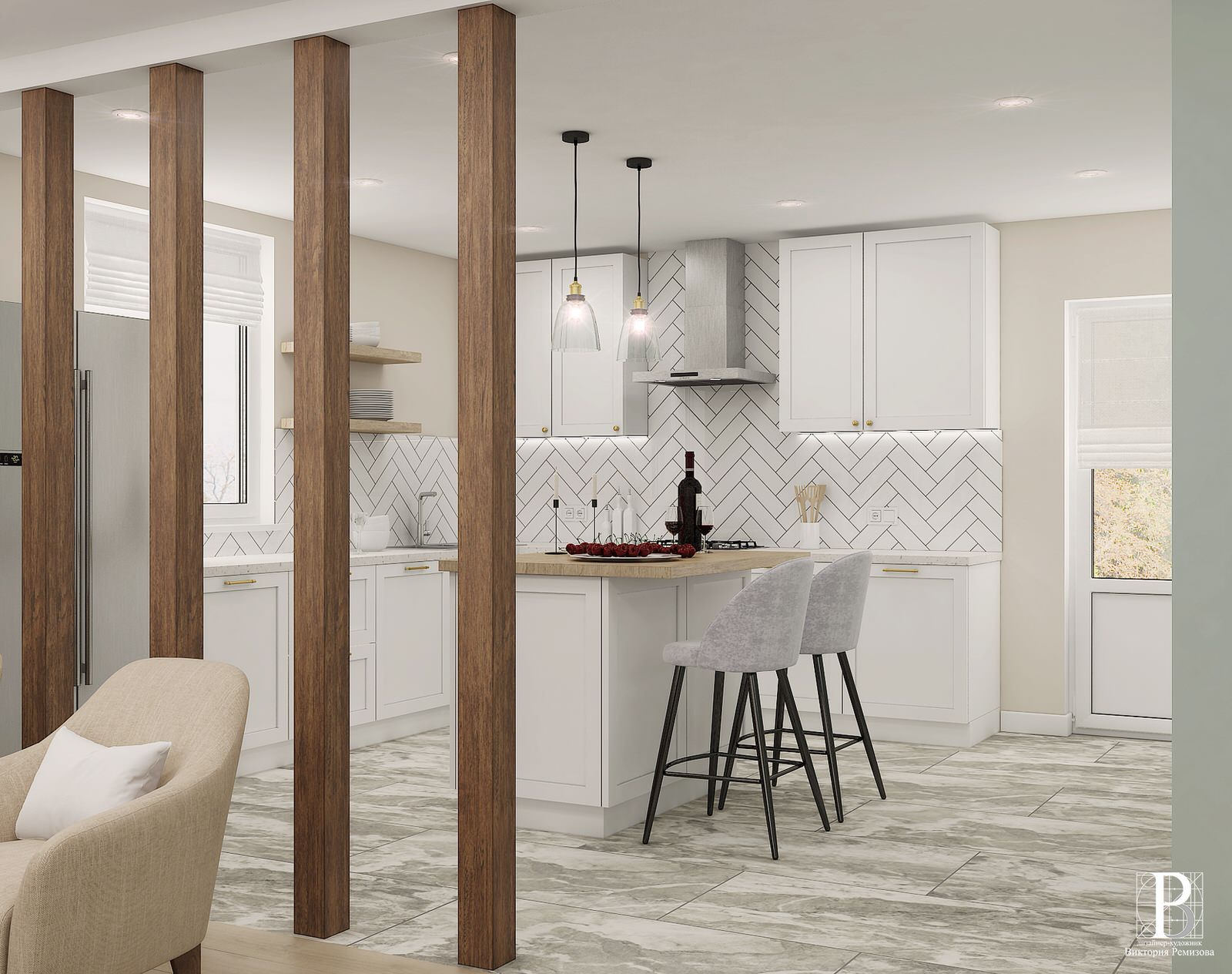 Кухня -гостиная 49,7 кв.м. г. Ярославль 2020год