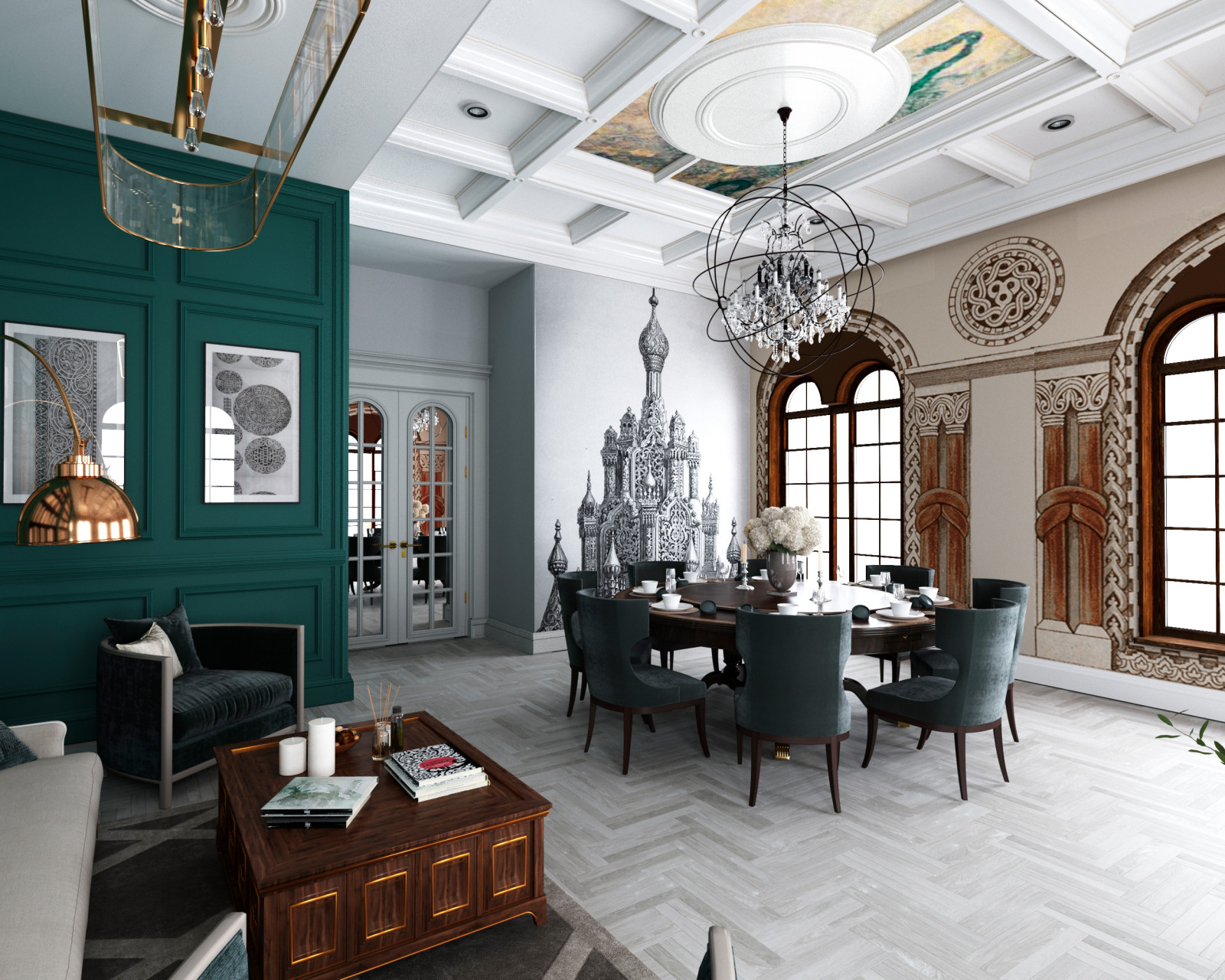 Обеденный зал в псевдорусском стиле