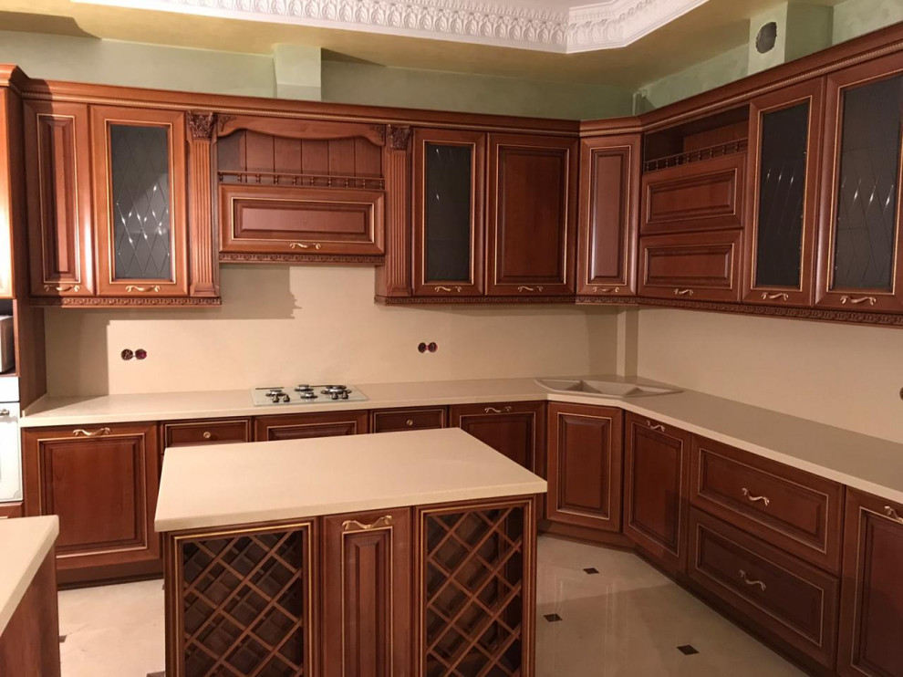 Столешницы из искусственного камня для просторной кухни