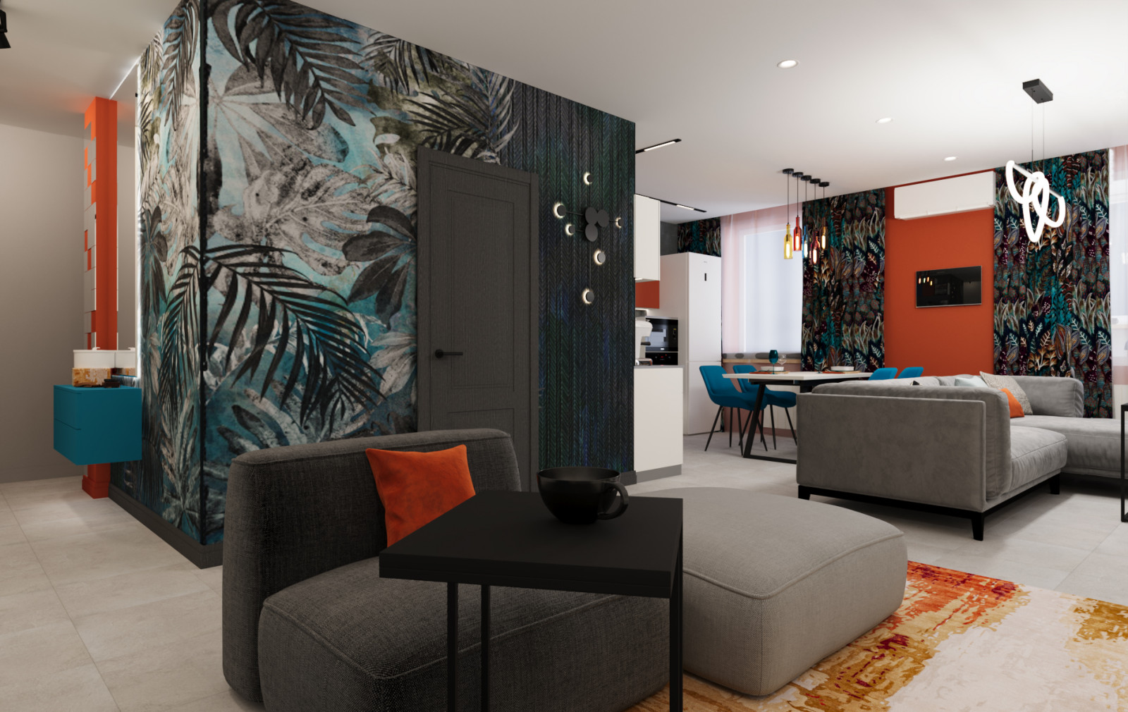 Обложка проекта: Двухкомнатная квартира с ярким интерьером