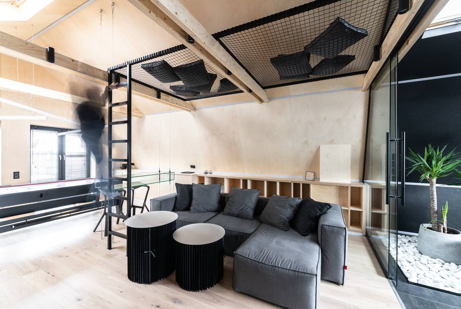 Проект недели: Мансарда с двухъярусной ТВ-зоной и зимним садом