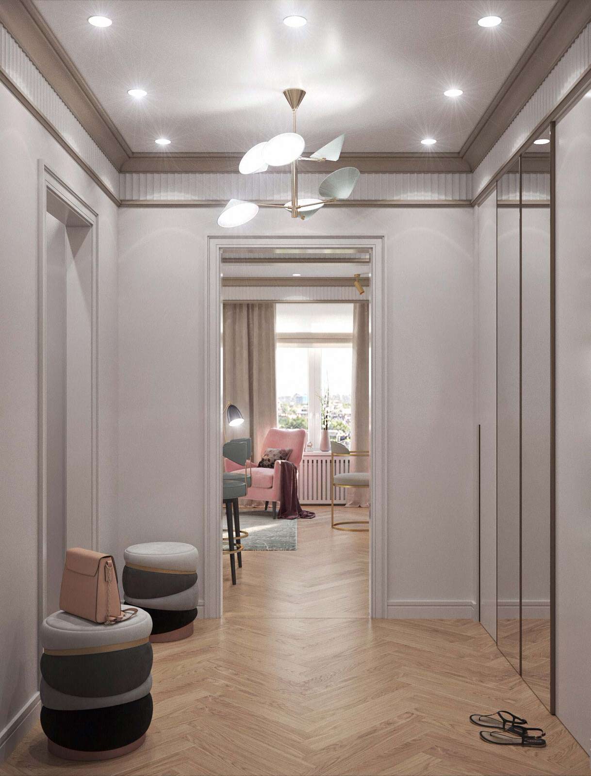 Дизайн интерьера квартиры-студии для современной модной девушки