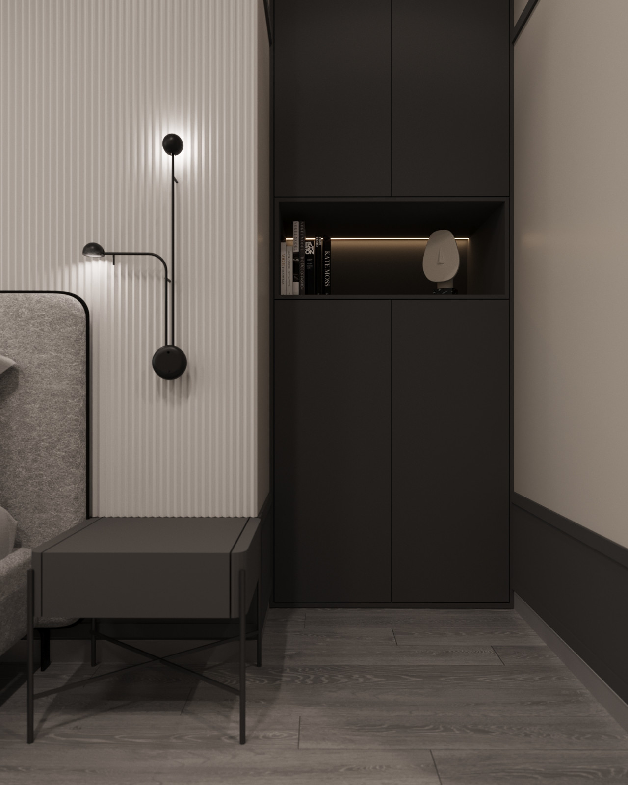 Современная  квартира в серо-белый тонах