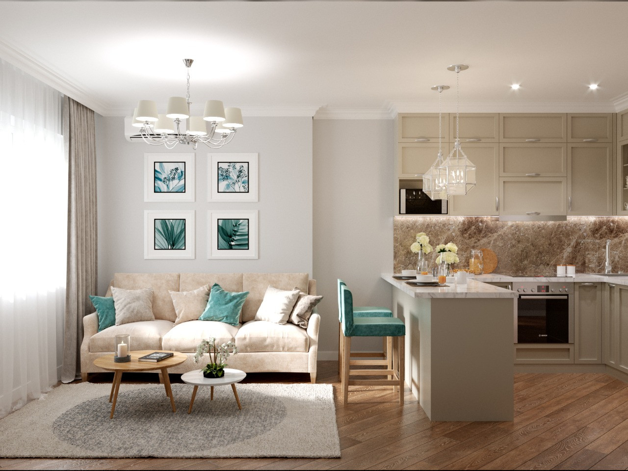 Лед и пламень. Кухня-Гостиная.