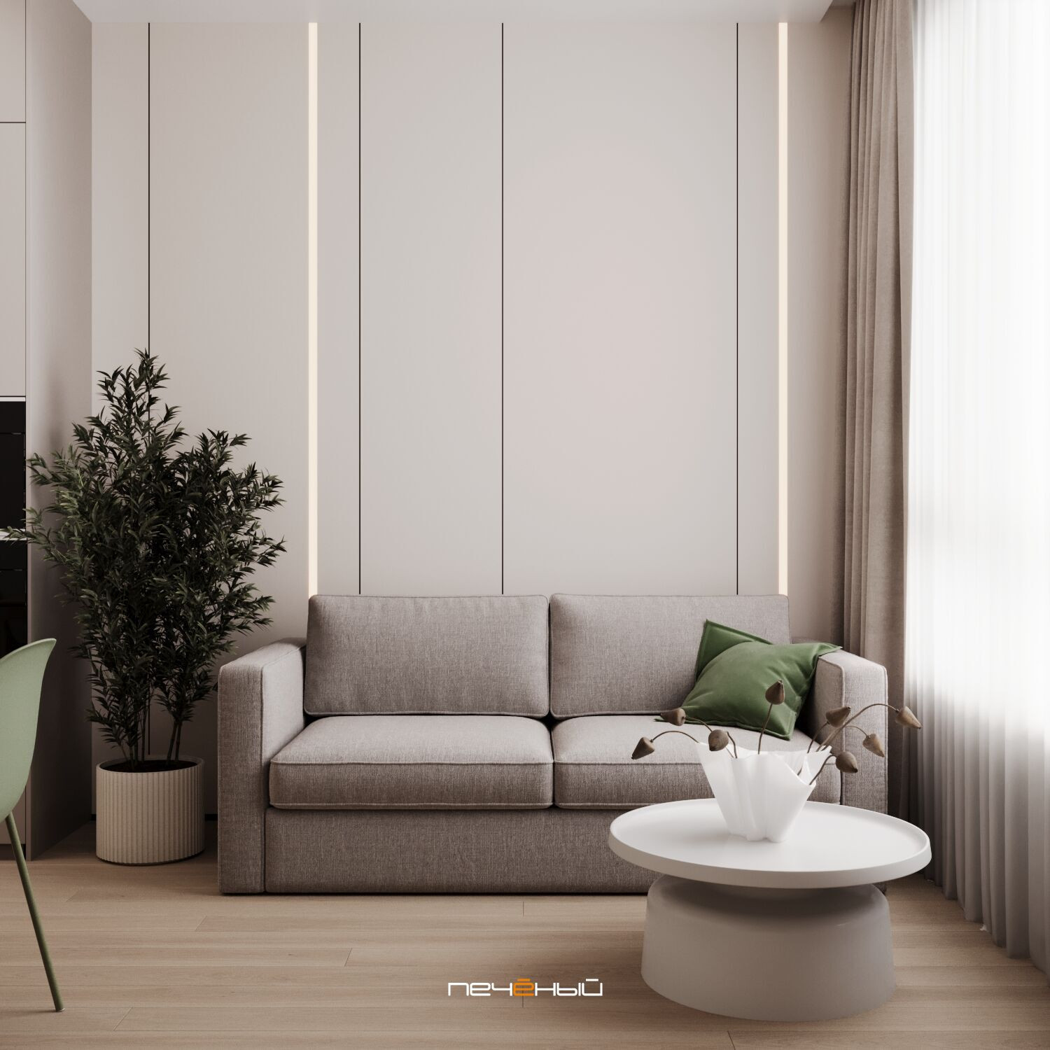 2025 Дизайн 3-комн. квартиры 72 м² в современном стиле, Москва, ЖК Малевич