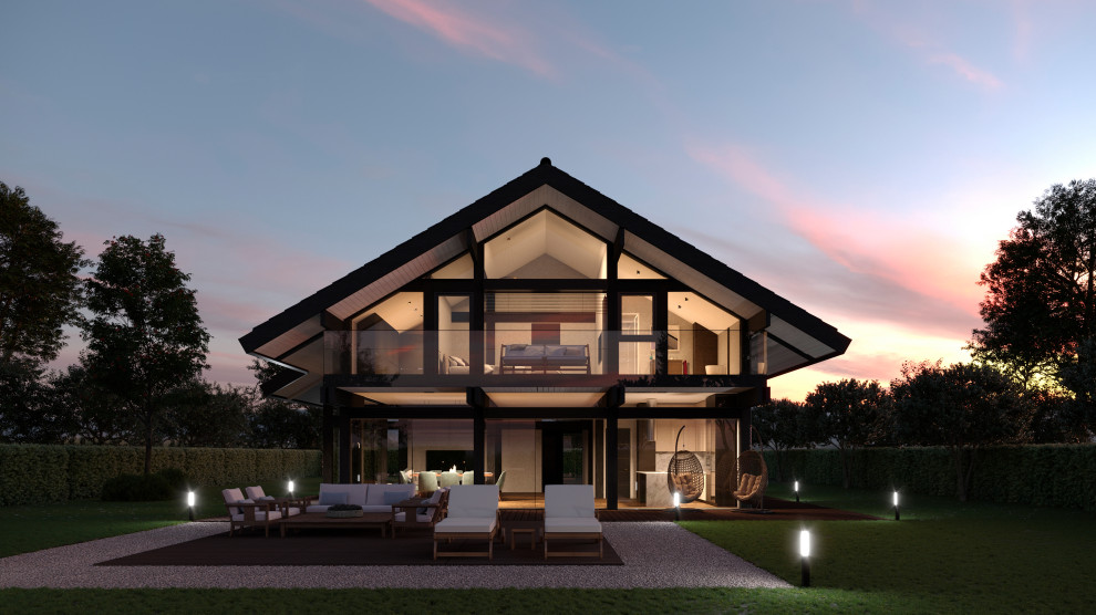 Обложка проекта: Дом с двускатной крышей по проекту Виктория 240м²