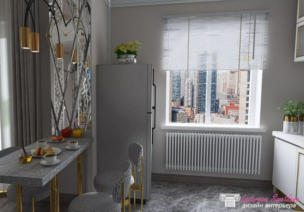 Визуализация дизайна  интерьера квартиры-студии