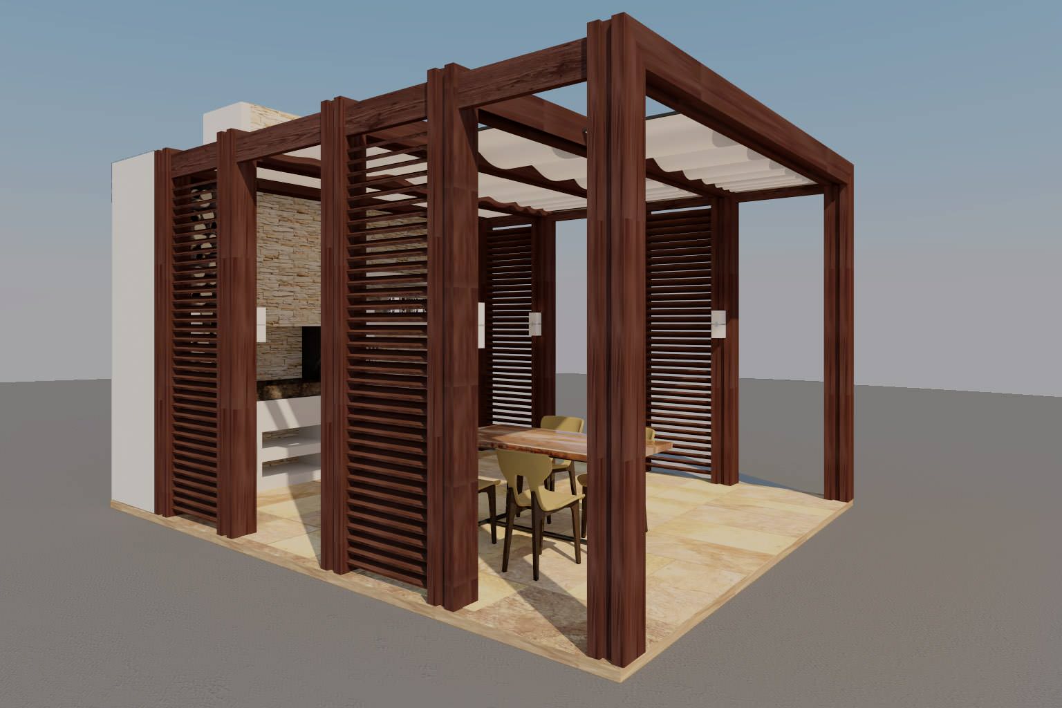 Беседка со стеклянной крышей