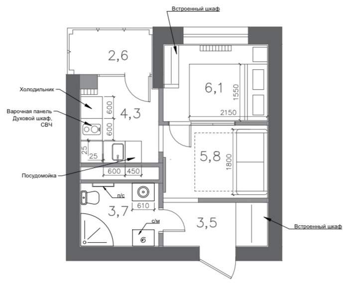 Обложка проекта: Студия в ЖК “Up-квартал Сколковский»